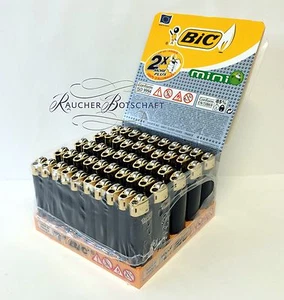  BIC MINI Feuerzeug SCHWARZ GOLD (50Stück) Reibrad J 25                     #413 - Bild 1 von 2