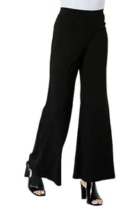 IMAN Global Chic Pull-On Wide Leg Ponte Pant Black - Picture 1 of 1