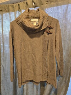  Fine Merino Wool Gray/Green Cowl Neck Sweater Size Womens Small S Ellen Tracy - Image 1 of 4