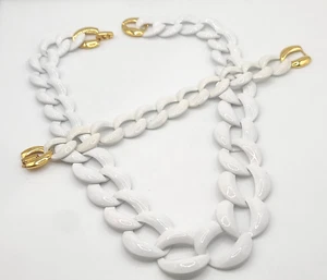 Vintage Napier Set Necklace Bracelet White Enamel 16" 6.5" - Picture 1 of 12