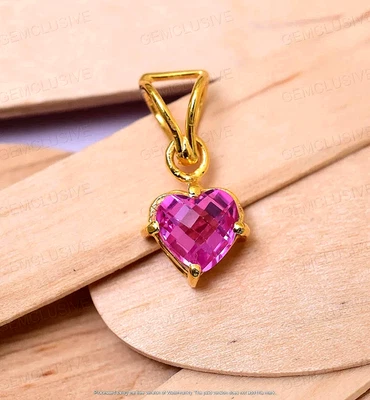 Colgante Aniversario Corazón Rubí Rosa Mogok Natural Plata de Ley .925 Certificado Foto 1 de 4