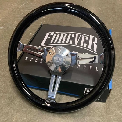 Volante cromado de 15" negro azabache bocina de 6 agujeros para GMC Chevy Ford Foto 1 de 4