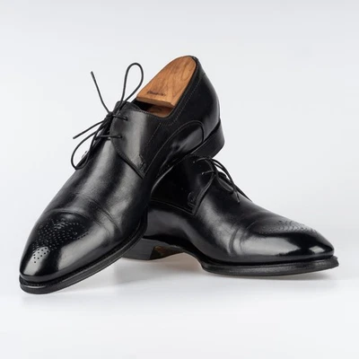 Great $1450 Santoni Midnight Blue Derby Leather Shoes 11UK / 12US / 45EU - Image 1 of 4