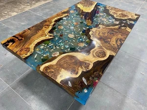 36"x60" Ocean Epoxy River Table Handmade Live Edge Wood Resin Coffee Dining Top - Picture 1 of 14