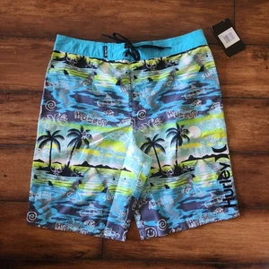 NWT BOYS YOUTH HURLEY SWIM TRUNKS SHORTS BOARDSHORTS PALM TREES HURLEY 16/28 - Picture 1 of 3