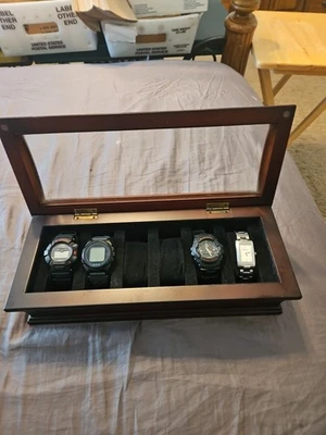Lot Of 4  Men's Watches 2 Casio , Bushnell Golf , Kenneth cole. Plus bombay case - Image 1 of 4