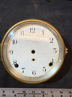 (G33) - ANTIQUE SETH THOMAS 5.5" PORCELAIN DIAL BEZEL AND GLASS - Image 1 of 4