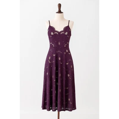 Moulinette Soeurs Womens Dress Size 2 Purple Lace Midi Boho Chic Ballet Romantic - Image 1 of 4