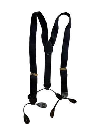 ВИНТАЖНЫЕ СДЕЛАННЫЕ В АНГЛИИ ЧЕРНЫЕ 100% ШЕЛКОВЫЕ ПОДТЯЖКИ БРЕКЕТЫ ЧЕРНАЯ КОЖАНАЯ ФУРНИТУРА - Изображение 1 из 2