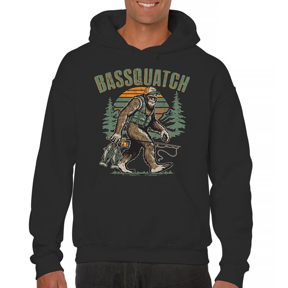 Sudadera de Pesca Bassquatch Bigfoot Divertida Sasquatch Camping 4 de Julio Sudadera con Capucha Foto 1 de 1