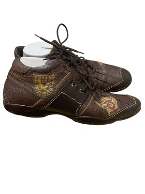 Bacco Bucci Men’s Leather Patch Sneakers, Size 11.5, Brown, EUC - Image 1 of 4