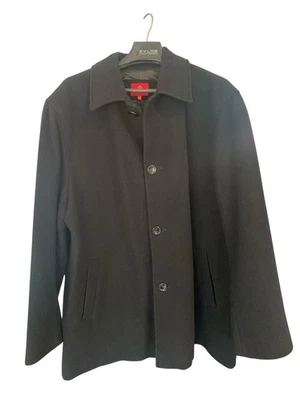 Abrigo abotonado Cole Haan para hombre mezcla de lana, talla XXL, negro Foto 1 de 4