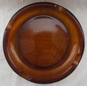 Vintage 70er Jahre Bernstein Braun 8" Glas Aschenbecher  - Bild 1 von 5