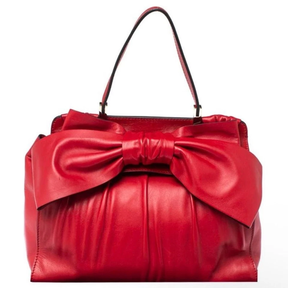 Bolso Valentino de cuero rojo Afrodita con asa superior con lazo Foto 1 de 4