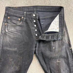 Levis 501 Jeans Mens 34x32 Black Medium Wash Straight Leg Fit Button Fly Y2K - Picture 1 of 12