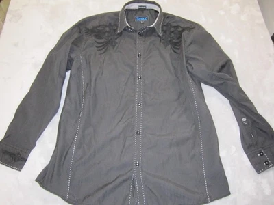 Roar Signature Shirt Mens 2XL Black Gray Esteem Embroidered Tribal Button Down - Image 1 of 4