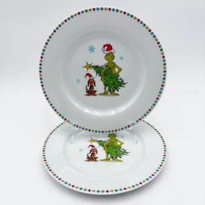 Juego de 2 platos de cerámica The Grinch vajilla de Navidad decoración navideña Foto 1 de 3