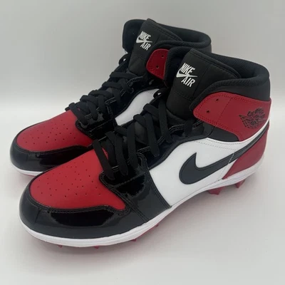 Air Jordan1 Mid TD 'Bred Toe 足球夹板红色黑色专利尺寸 11.5 FJ6805-601 — 第 1/4 张图片