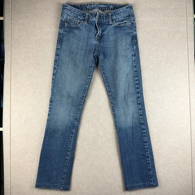Pantalones de mezclilla para mujer Guess 27 azules ajustados elásticos bordados bolsillos traseros Foto 1 de 4