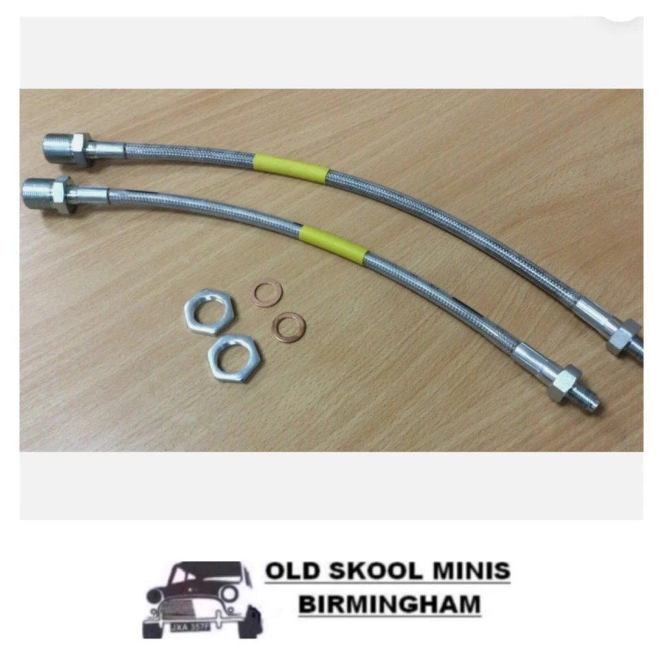 CLÁSICO MINI PAR DE MANGUERAS DE FRENO DELANTERAS TRENZADAS ACERO INOXIDABLE GBH170SS 2U6  Foto 1 de 1