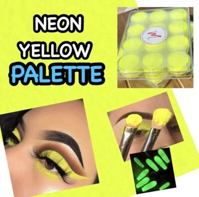 Bright Neon Matte YELLOW Eyeshadow Shadow Pigment Palette Nail Art Powder - Image 1 of 4
