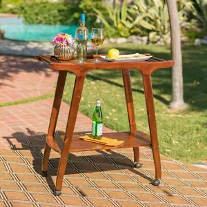Azule Outdoor Rich Mahogany Finished Acacia Wood Barcart - Picture 1 of 4
