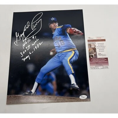 Gaylord Perry Signed Photo 11X14 HOF 91 300th Win Inscription JSA COA - Image 1 of 4