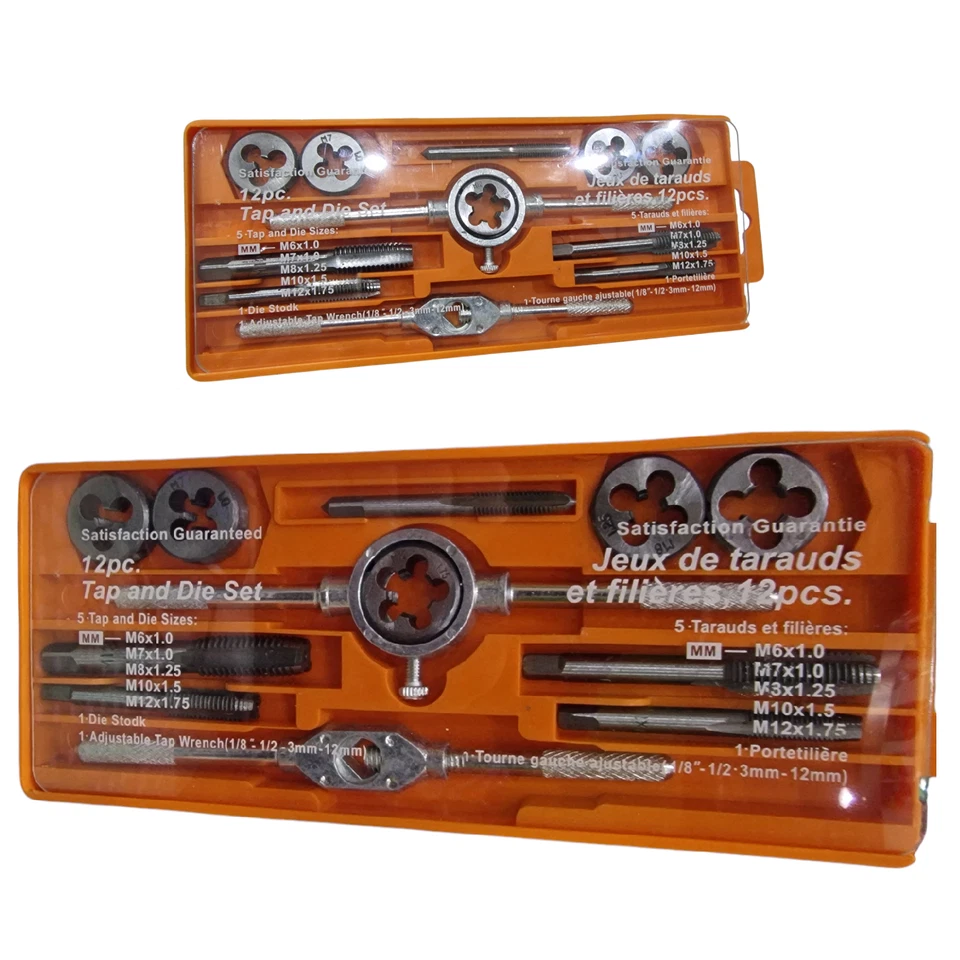 Set Kit Filiera 12 Pezzi in Cassetta Filiere Maschi e Femmine Filettatura - Immagine 1 di 1