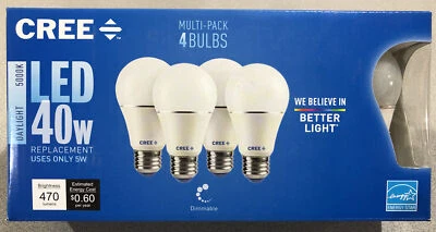 Cree SA19-04650MDFD-12DE26-1-14 Led 40W A19 Daylight (5000K) Dimmable Light Bulb - Image 1 of 2