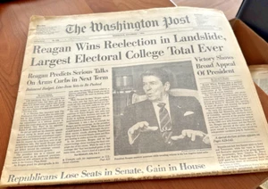 VINTAGE! Washington Post Reagan vince la frana rielezione 7 novembre 1984 sec A - Foto 1 di 7