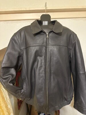 Chaqueta de bombardero Croft & Barrow de cuero negra con cremallera - para hombre talla XL Foto 1 de 4