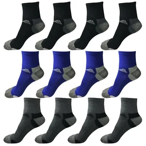 12 Pairs Mens Mid Cut Ankle Quarter Athletic Casual Sport Cotton Socks Size 6-12 - Picture 1 of 23