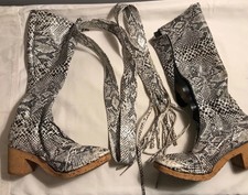 Vintage Go Go Boots, Snakeskin W/Cork Sole And Matching Belt, 1960's, Size 6.5/7
