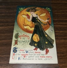Vintage John Winsch 1911 Halloween Post Card Post Marked 1926 Wooster Ohio