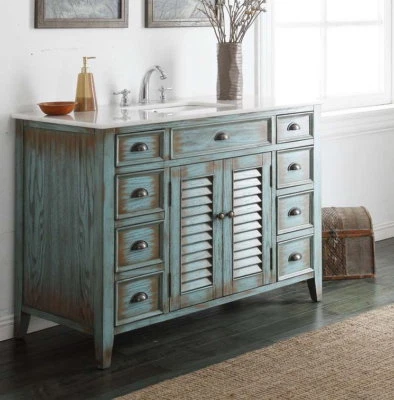 Tocador de baño estilo rústico 46 pulgadas Abbeville con salpicadero CF-28885BU-BS Foto 1 de 4
