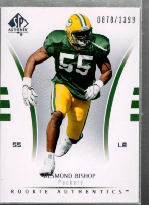 B0364- 2007 SP Authentic #157 Desmond Bishop RC /1399 - NM-MT - Image 1 of 2