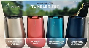 Rabbit Stainless Steel 12 oz Tumbler Set of 4 Tumblers with Lids. Double walled. - Picture 1 of 4