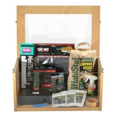 HabiStat Leopard Gecko Starter Kit Complete Reptile Terrainium Housing Wood Viv
