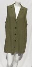 $79 URBAN OUTFITTERS L Olive Green Linen Viscose Longline Vest Jacket Tunic Top