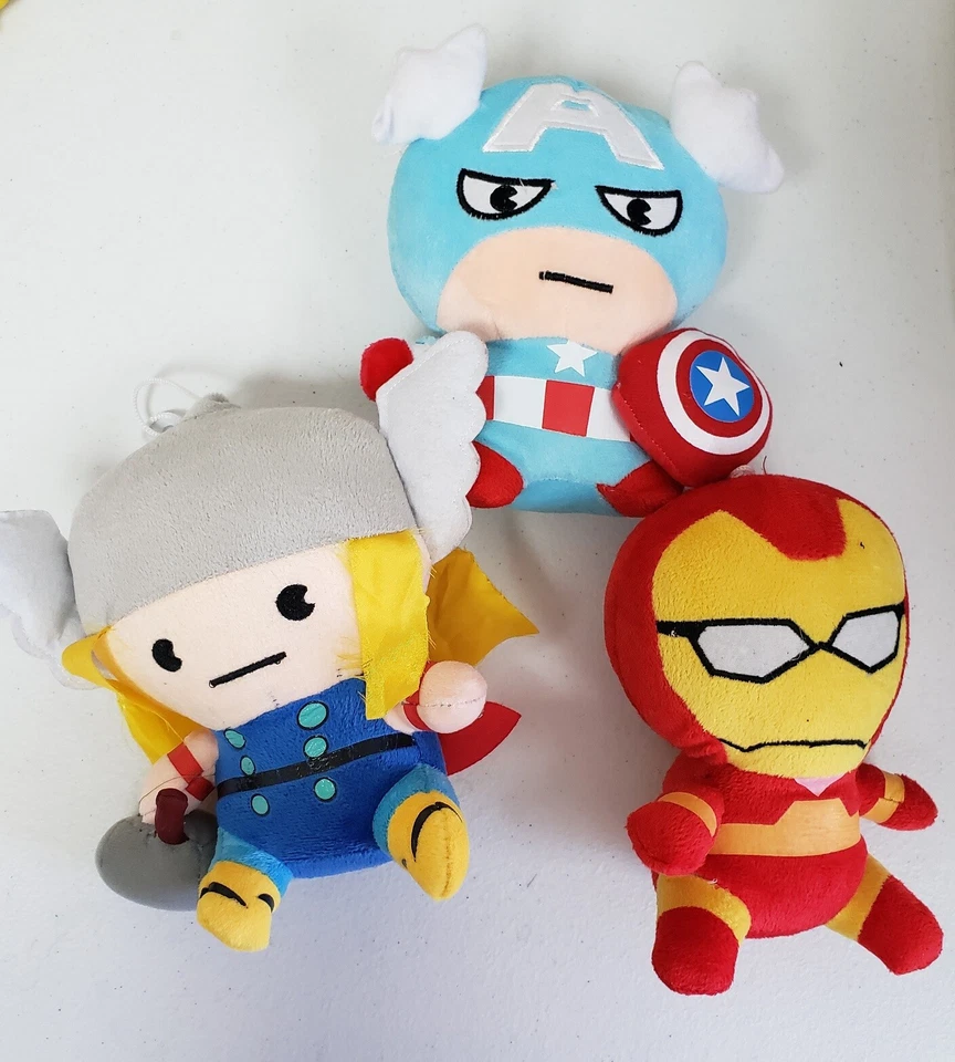 Set of Marvel Plushies Baby Captain America Iron Man Thor 7" Plush Window Cling - Image 1 of 1