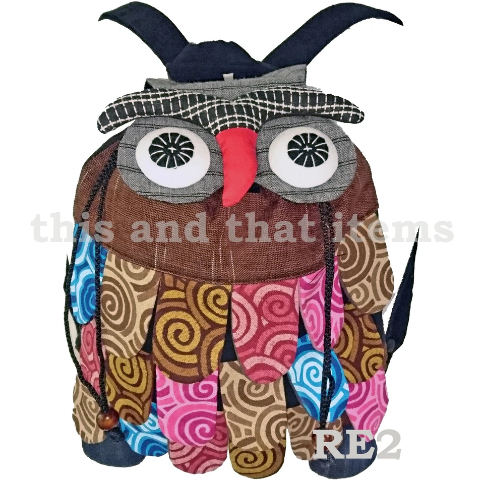 Rucksack Kinder Kita Eule Flicken Kordel Reißverschluss lustig bunt leicht - Bild 1 von 1