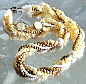 Collana e Orecchini Stile Boho Vintage 5 Fili Torti Collana Pietra Mocio - Foto 1 di 12