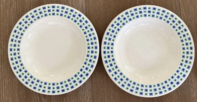 Juego de 2 - Tazones de sopa Waechtersbach verde azul con borde 8 5/8" Foto 1 de 4