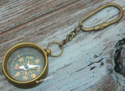Llaveros antiguos de latón macizo y acabado de brújula de trabajo hermosos regalos de brújula Foto 1 de 4