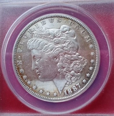 1887 S  Morgan Silver Dollar ANACS Graded AU 58 . - Image 1 of 4