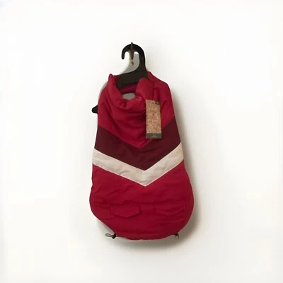 Paw & Tail Dog Vest Coat Medium Red maroon, and white with adjustable bands - Image 1 of 2