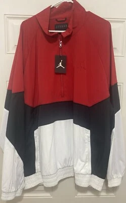 Chaqueta cortavientos Jordan media cremallera roja blanca negra AQ0942-687 grande para hombre Foto 1 de 4