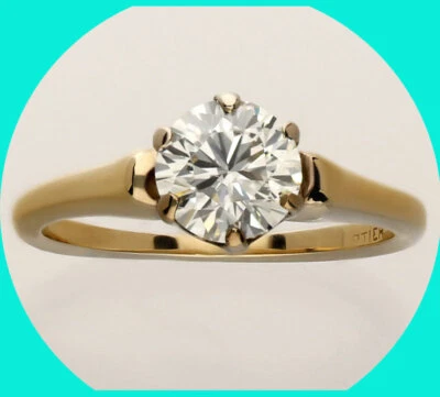 20% DE DESCUENTO - Antiguo anillo de compromiso solitario de diamantes naturales Cartier .90C VVS 18K Foto 1 de 4