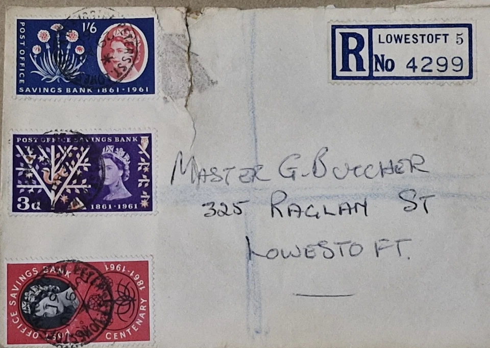 Sobre de sello registrado dirigido, matasellos 29 de abril de 1961 Foto 1 de 2