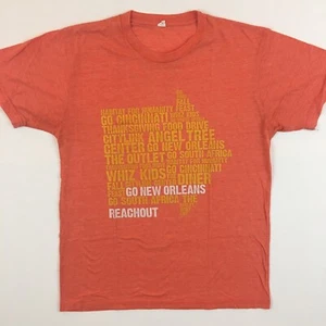New Orleans Outreach Orange Men's Crew Neck Short Sleeve T-Shirt Medium 0011 - Picture 1 of 11